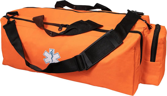 PrimaCare KB-1172 EMT First Responder Oxygen O2 Gear Bag with Multiple Compartments, Waterproof Reinforced Bottom, Heavy-Duty Zipper, 32" x 12" x 13", Orange
