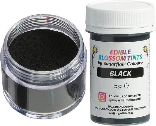 Sugarflair Black Food Colouring Dust (Blossom Tint), Powder Color, Edible, Matt Finish, Use on Cake Surfaces, Decorations Or Mix In Icing to Create Colourful Cakes & Bakes - 5g