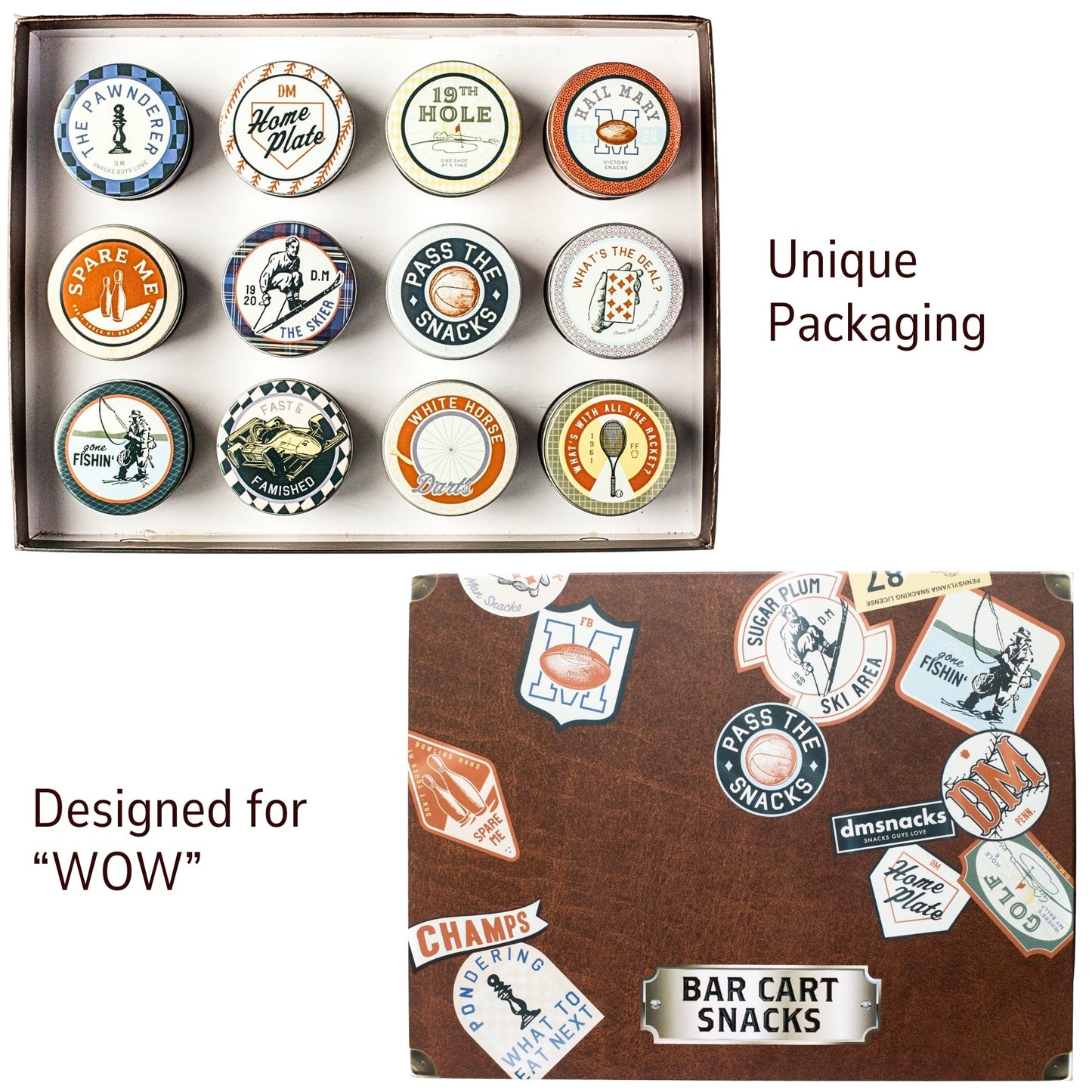 Snack Box Gift Basket, Birthday Gift for Men, Food Care Package, Unique Tins of Assorted Nuts, Snacks in Stunning Case - Treat for Men, Women, Dad, Friends, Family