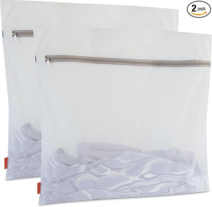 Polecasa Heavy Duty Mesh Laundry Bags for Delicates – 2 Pack with Sturdy Zipper for Lingerie, Coats, Baby Clothes, Underwear – Washing Machine & Dry Safter 24 x 24 Inches (2 XX-Large)