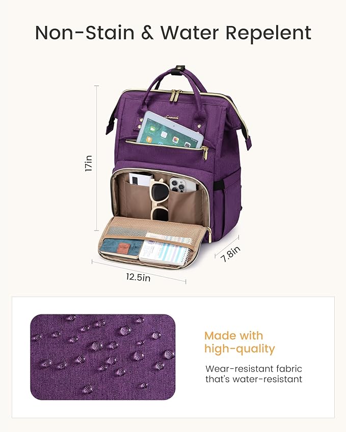 LOVEVOOK Laptop Backpack for Women with Giant Tumbler Holder Pocket,17 inch Waterproof Travel Backpack Purse Computer Laptop Bag,Professional Work College Nurse Teacher Backpack Travel Bag,Bean Green