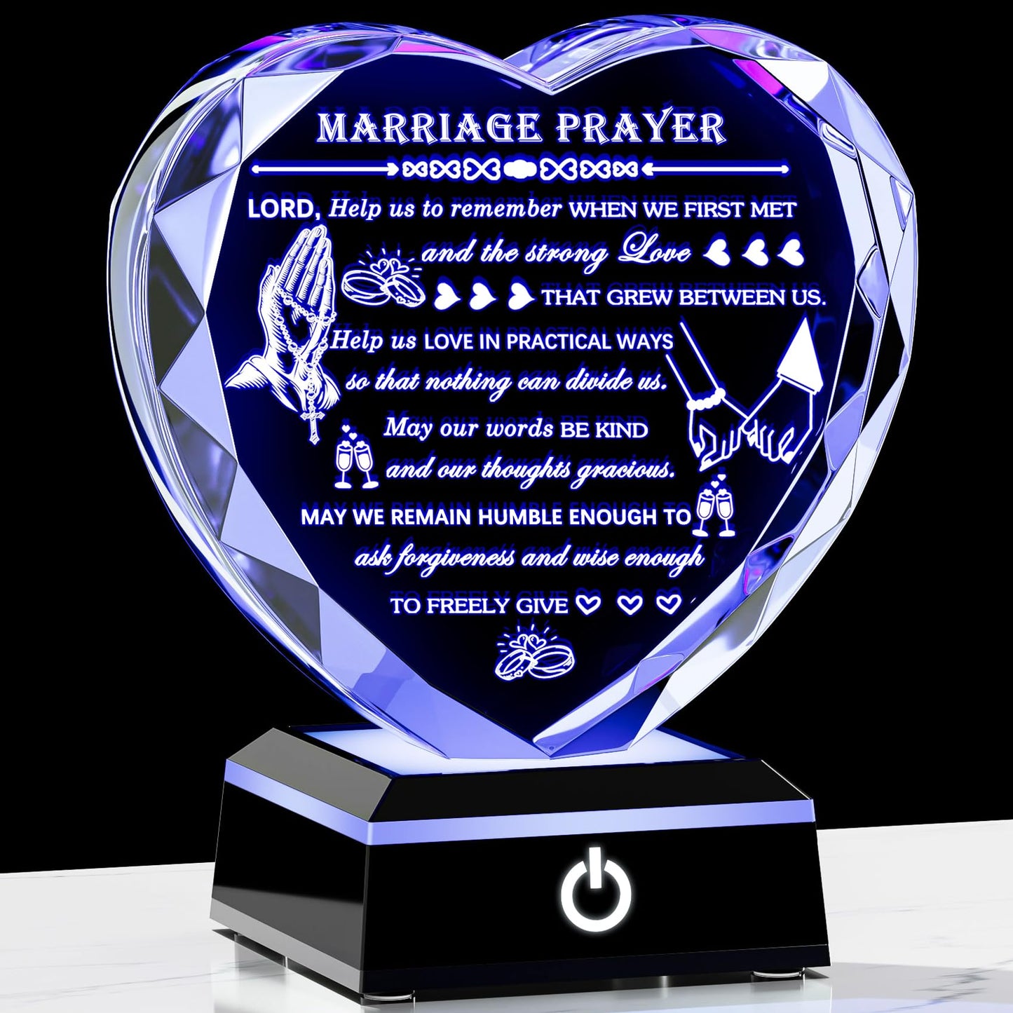 Arikyrist Wedding Gifts for Couples 2025 with Colorful LED Base Heart Happy Anniversary Marriage Prayer Gift with Inspiring Quotes Unique Newlywed Mr and Mrs Engagement Gift Bridal Shower Gifts