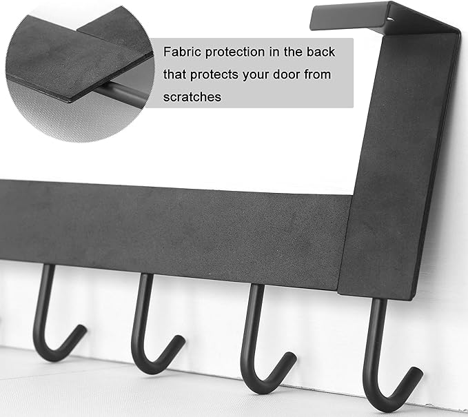 WEBI Over The Door Hook for Hanging Door Hanger:Over Door Towel Rack,Door Coat Hanger Over The Door Coat Rack for Towels,Clothes,Back of Bathroom,Black