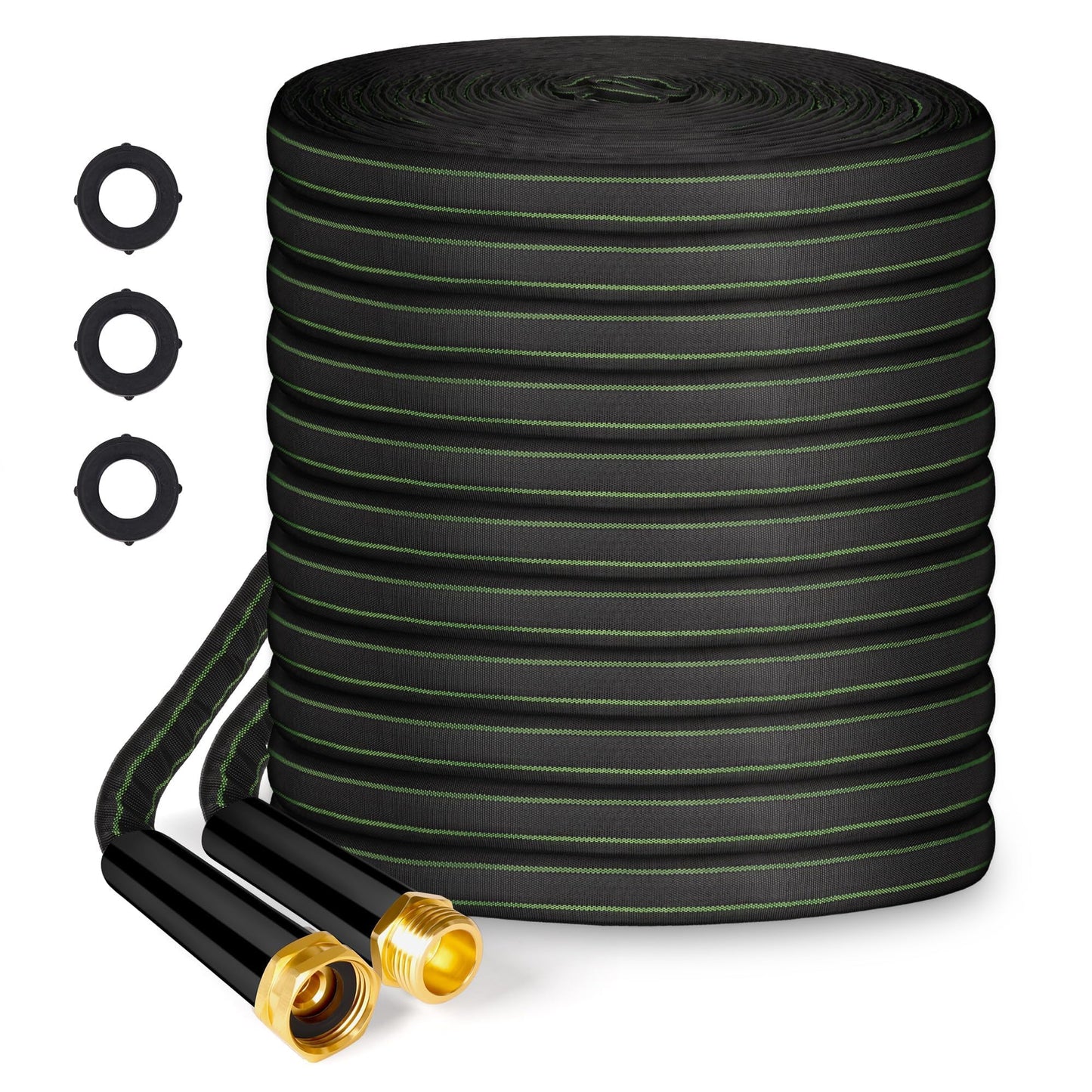 Garden Hose 25ft Flexible Water Hose Non-Expandable High Pressure Kink-Free Leakproof Durable Portable Lightweight Outdoor Yard Lawn Black Fabric Watering Hose with 3/4" Aluminum Fittings