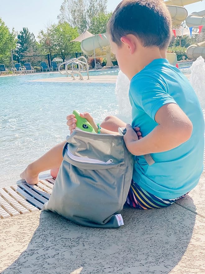 ALVABABY 3pcs Baby Cloth Diaper Wet Dry Bags Waterproof Reusable with Two Pockets Travel Beach Pool Daycare Soiled Baby Items Yoga Gym Bag for Swimsuits or Wet Clothes 3L-WB01