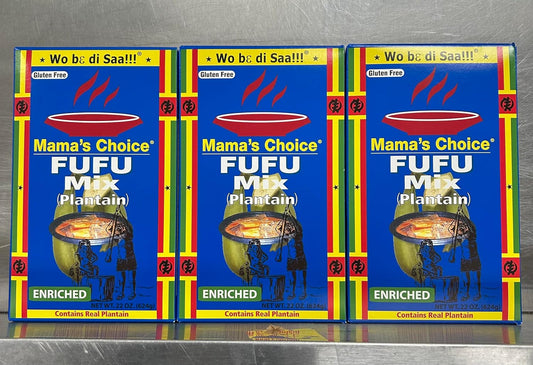 Mama’s Choice Fufu Mix (Plantain), Gluten Free, Enriched African Fufu Flour, Contains Real Plantain, 22 oz (624 g) Pack of 3.
