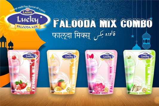 Falooda Mix Combo (pack of 4, 200 gm each) Flavors: Pista, Mango, Rose, Strawberry