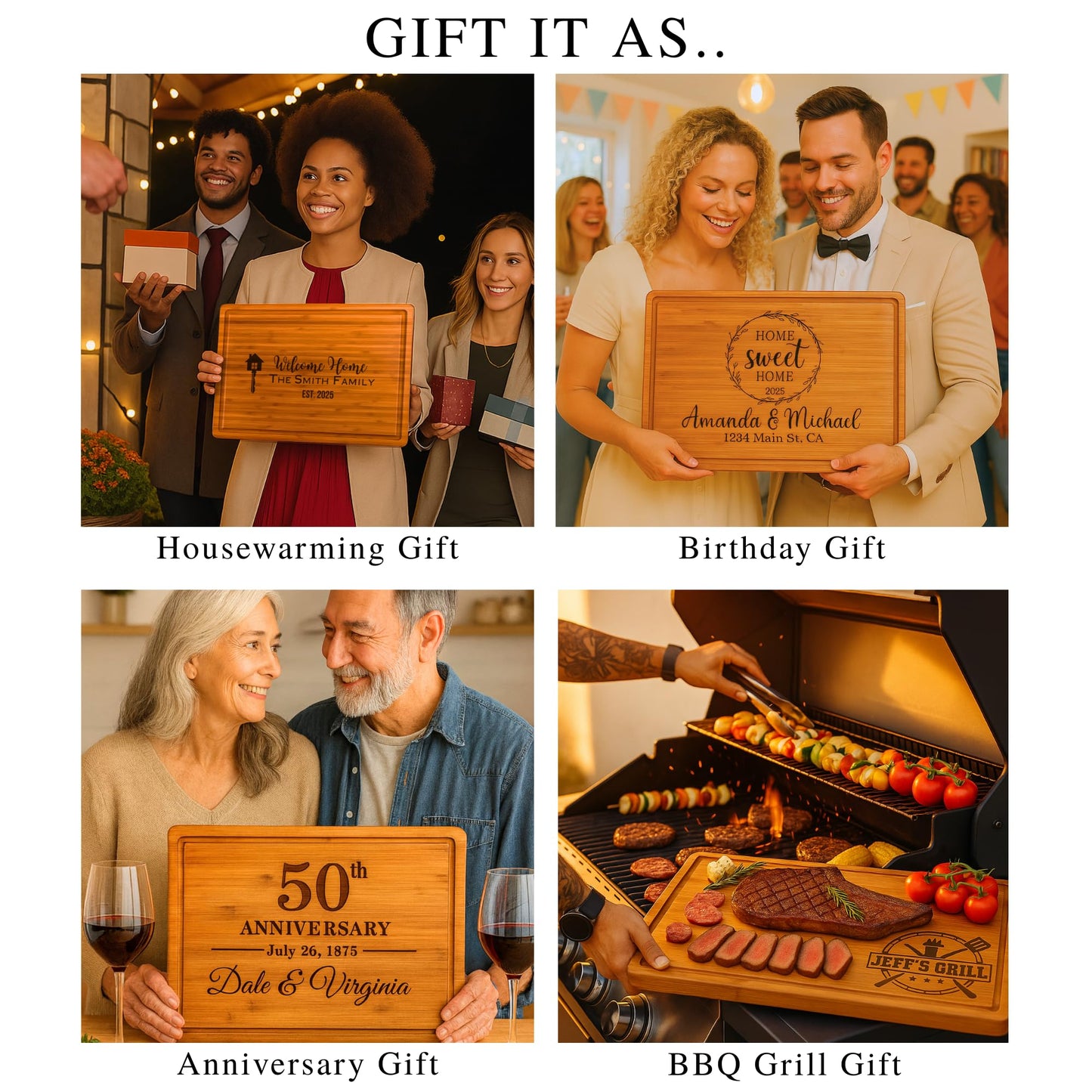 Personalized Gifts for Couples - Custom Cutting Board, Best Couple Gift Ideas for Newlyweds, Bride & Groom, Friends, Family, Mom, Dad, Unique Gifts for Wedding, Anniversary, Bridal Shower, Engagement