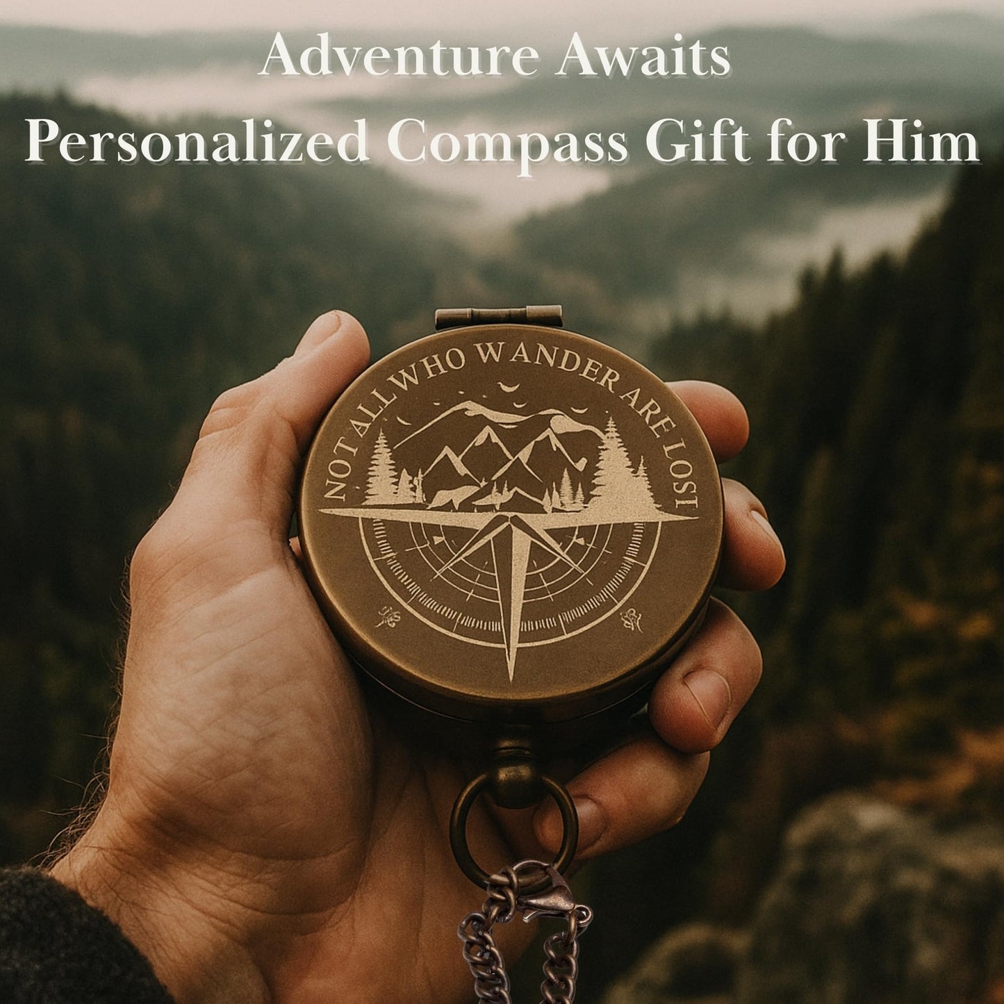 SFdizayn Engraved Compass Gift for Son or Grandson – Personalized Brass Pocket Compass – Custom Keepsake from Dad, Mom, or Grandparents – Graduation, Birthday, Christmas, or Inspirational Gift