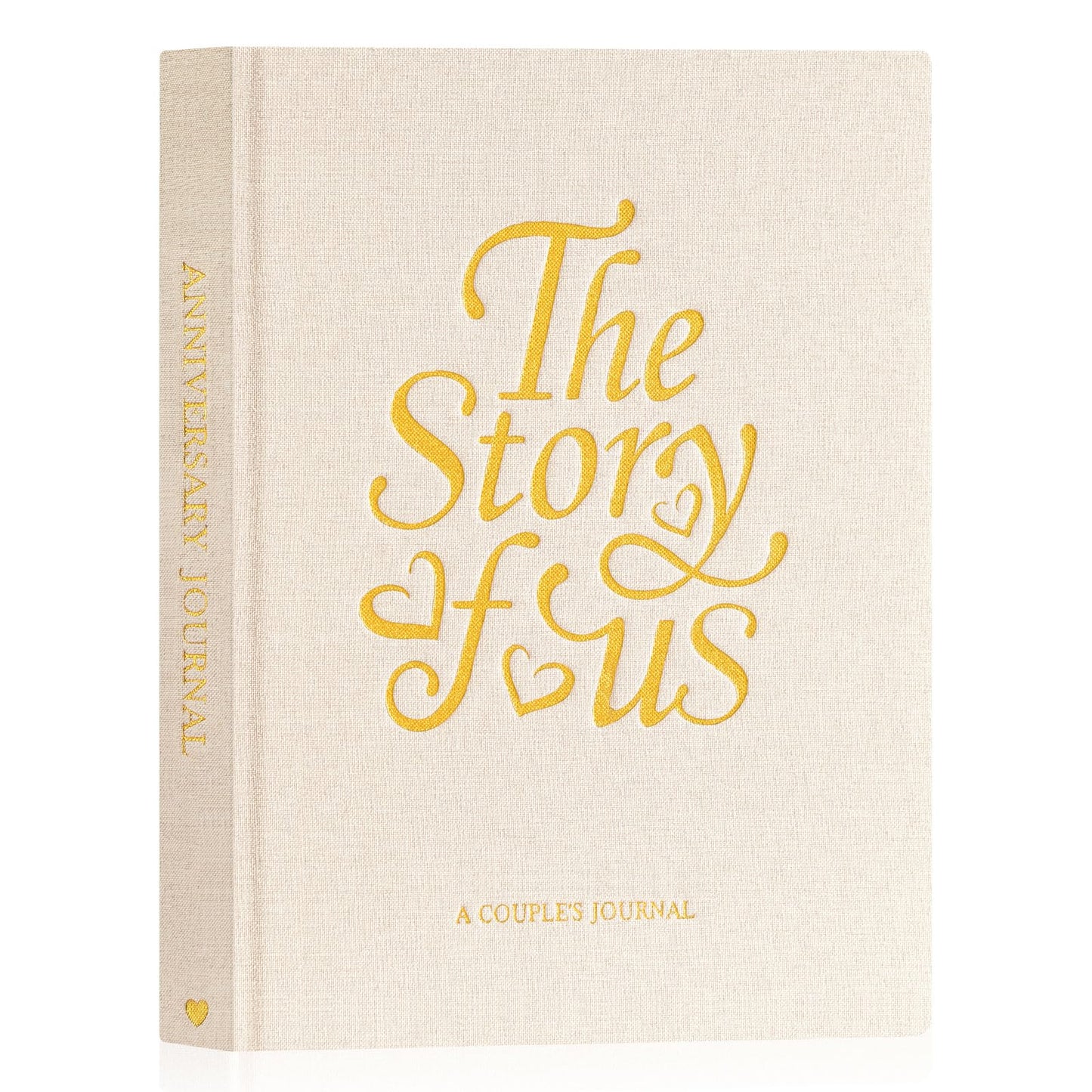 Lanpn Wedding Anniversary Journal - The Story of Us, Linen Dating 1st to 70th Couple Memory Book Wedding Scrapbook, 190 Pages Love Stories Notebook Marriage Newlywed Bridal Shower Gift, Beige