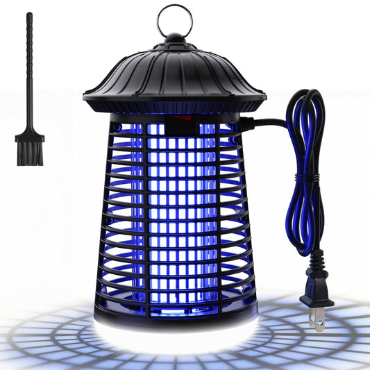 Bug Zapper Outdoor/Indoor,Mosquito Zapper 4200V High Powered Waterproof Electronic Mosquito Killer,15W UVA Mosquito Lamp Bulb,Fly Traps Patio Insects Killer (Black and White) (Dark Black)