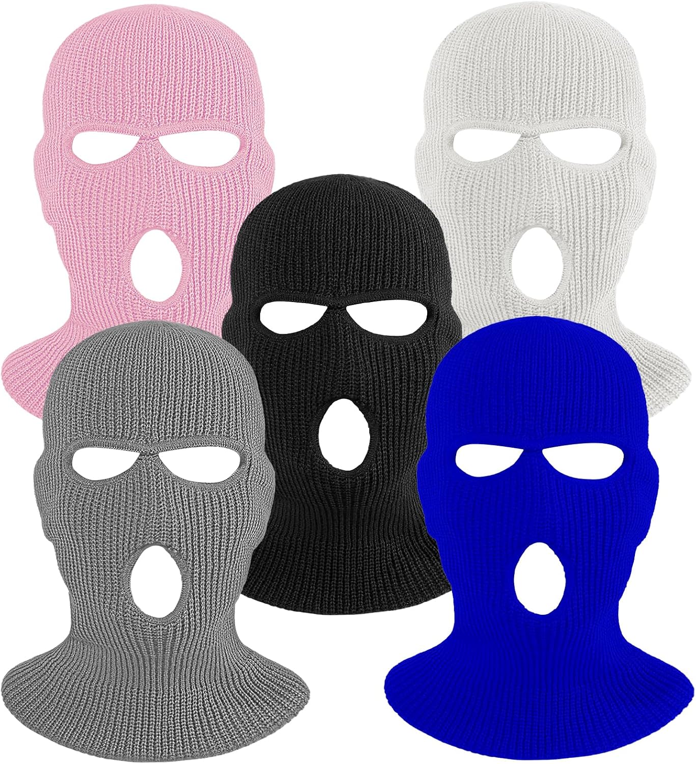 3 Hole Winter Knitted Mask, Full Face Cover Ski Scarf Mask Warm Balaclava for Adult Skiing, Motorcycle,Wind Protection