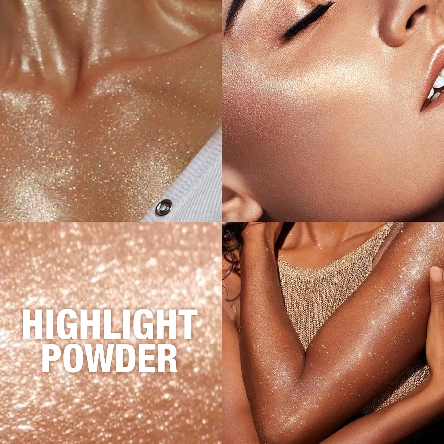Glitter Body Highlighter Powder Body Shimmer Sparkle Face Brightening Highlighter Powder for Face Eyes Body Glow Makeup With sponge head（Purple）