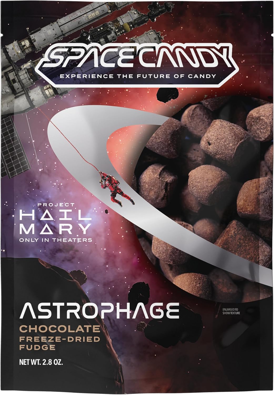 Space Candy Meteor Bites Freeze-Dried Taffy Candy - Fruity Crunchy Meteor Chunks, Astronaut-Inspired Cosmic Candy, Fun Party Treats & Novelty Gift Pack, USA Made Snack (3 Pack) (Astrophage Chocolate Fudge)