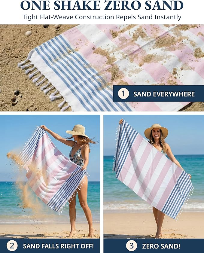 LANE LINEN Beach Towels 6 Pack, Bulk Beach Towels Oversized, Pool Towels for Adults, Pre-Washed, Sand Free Beach Towel, Fast Drying Beach Towel, 39"x71" - Diamond Multi Stripe