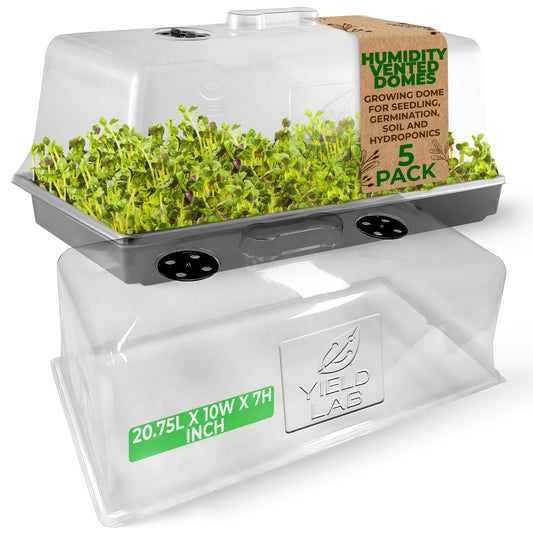 Yield Lab 7 Inch Propagation Dome - 5 Pack Humidity Vented Domes – Plant Growing Dome for Seedling, Germination, Soil & Hydroponic Horticulture
