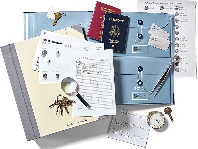 The Folio® If I Die Binder Organizer by Savor | Acid-Free Document Organizer with Labels, 10 Pockets for Birth Certificates, Wills, Investment Plans | Mother’s Day Gift for Moms (Blue)