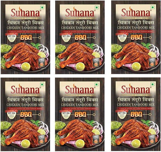 Suhana Chicken Tandoori Paste 100g Pouch| Spice Mix | Easy to Cook - Pack of 6