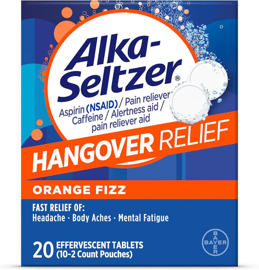 Alka-Seltzer Hangover Relief Effervescent Tablets Formulated for Fast Relief of Headaches, Body Aches and Mental Fatigue, 20CT