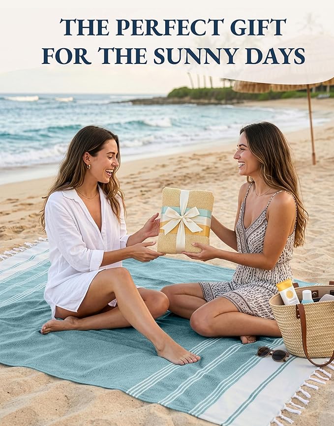 LANE LINEN Beach Towel - Beach Towels Oversized, Pre-Washed Large Beach Towels, Sandless Beach Towel, Quick Dry Travel Towel, Large Pool Towels, 39"x71" - Baltic