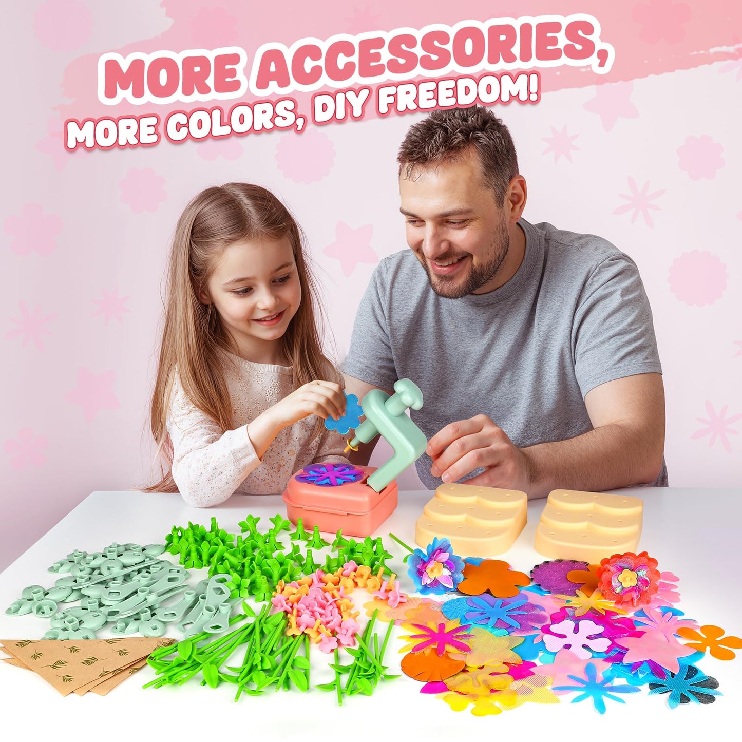 beefunni Flower Bouquet Craft Kit, DIY Arts and Crafts Toys for Kids Ages 4-8, Educational Flower-Making Activity Toy Set for Toddler and Kids, Birthday Gift for 4 5 6 7 8+ Year Old Girls and Boys