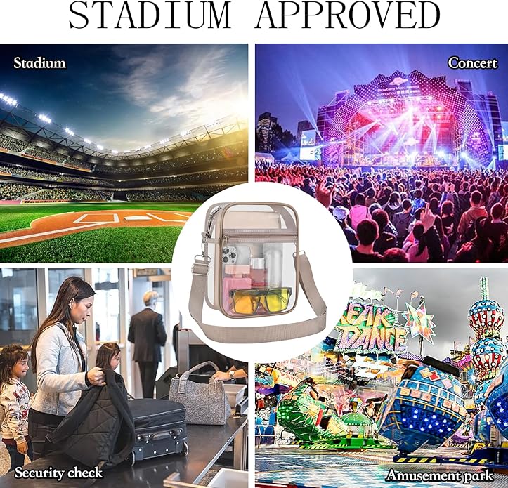 USPECLARE Clear Purse Stadium Transparent Messenger Bag Stadium Approved for Men and Women Clear CrossBody Bag