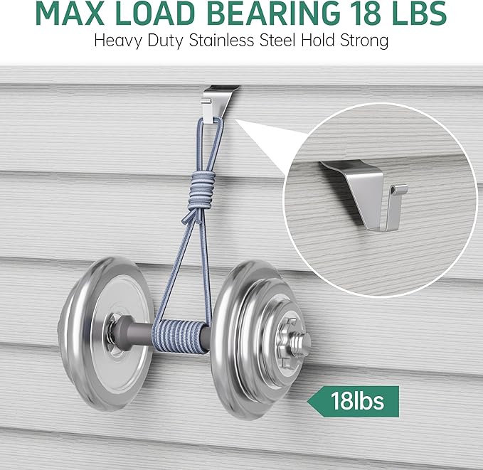 Vinyl Siding Clips Hooks (20 Pack), Heavy Duty No-Drill No Hole Damage-Free Siding Hangers for Outdoor Wall Lights Wreaths Garland Hanging, Front Porch Patio Decor