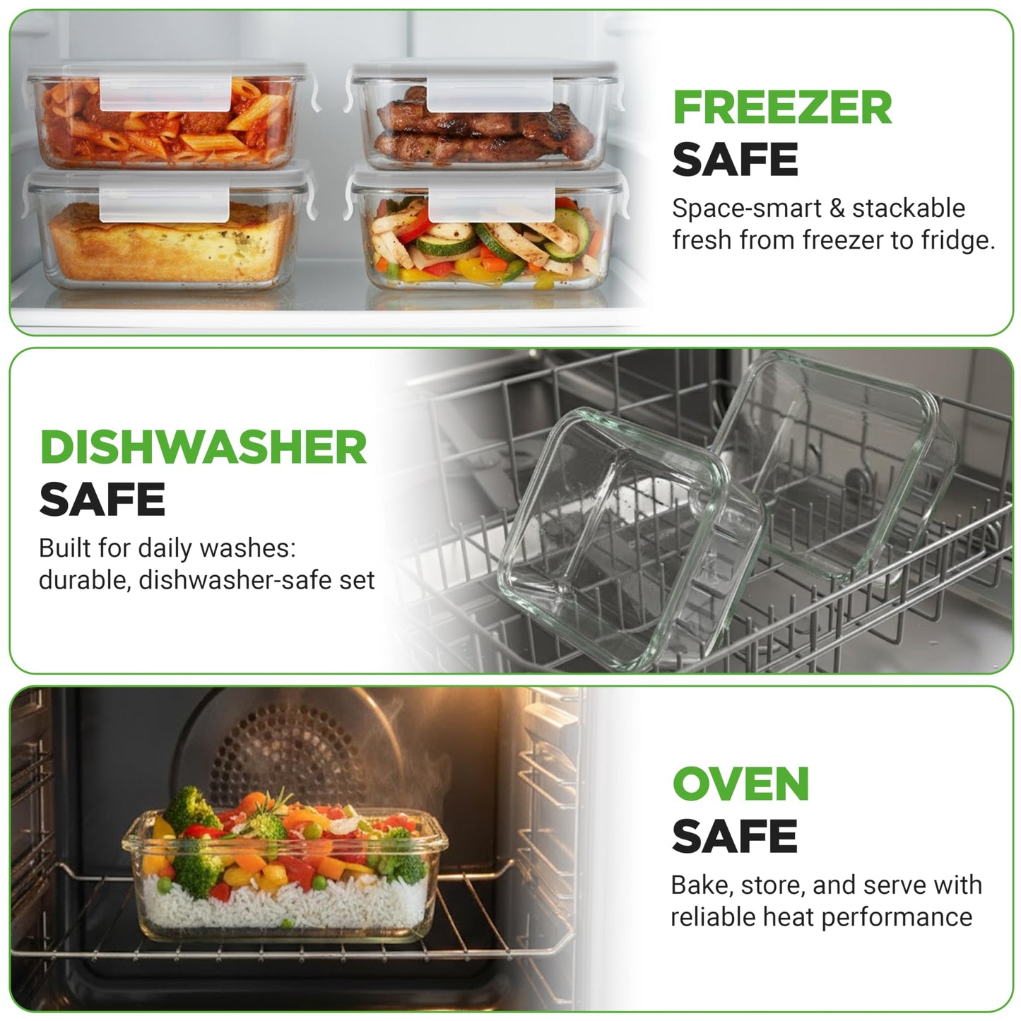 NutriChef 10 Piece Glass Food Storage Containers with Lids – 30 oz Meal Prep Containers Reusable – Airtight Glass Lunch Containers for Food Storage – Freezer to Oven Safe - Gray