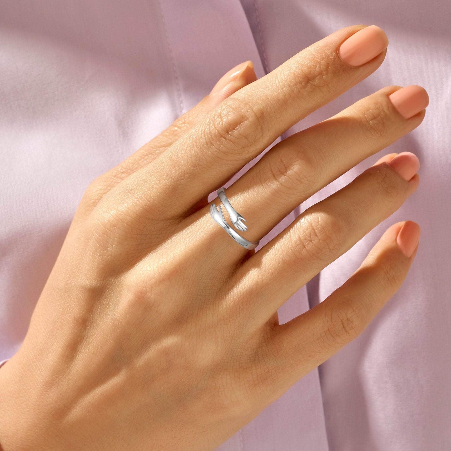 Yesteel Birthday Gifts for Girlfriend Wife, Jewelry Ring for Girlfriend Wife, Sterling Silver Hug Ring
