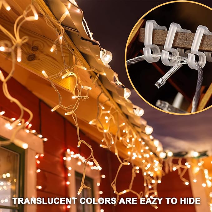 Holiday Light Clips Christmas Light Clips Outdoor Hang Gutter Hooks for Christmas Decoration String Lights Weatherproof Outdoor Lights Clips for Halloween Xmas(100 Pieces)