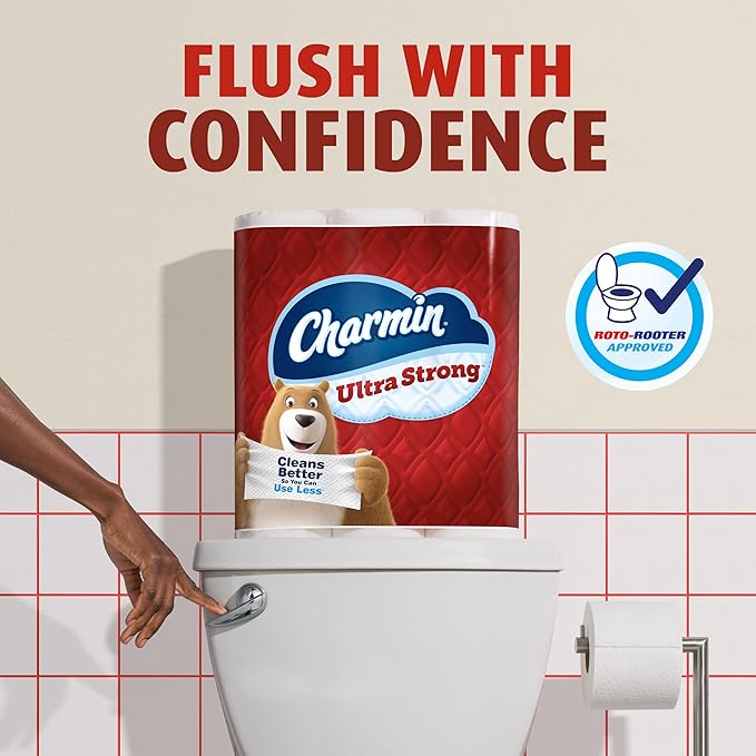 Charmin Toilet Paper Ultra Strong, 12 Mega Rolls = 48 Regular Rolls, 2-ply Bath Tissue