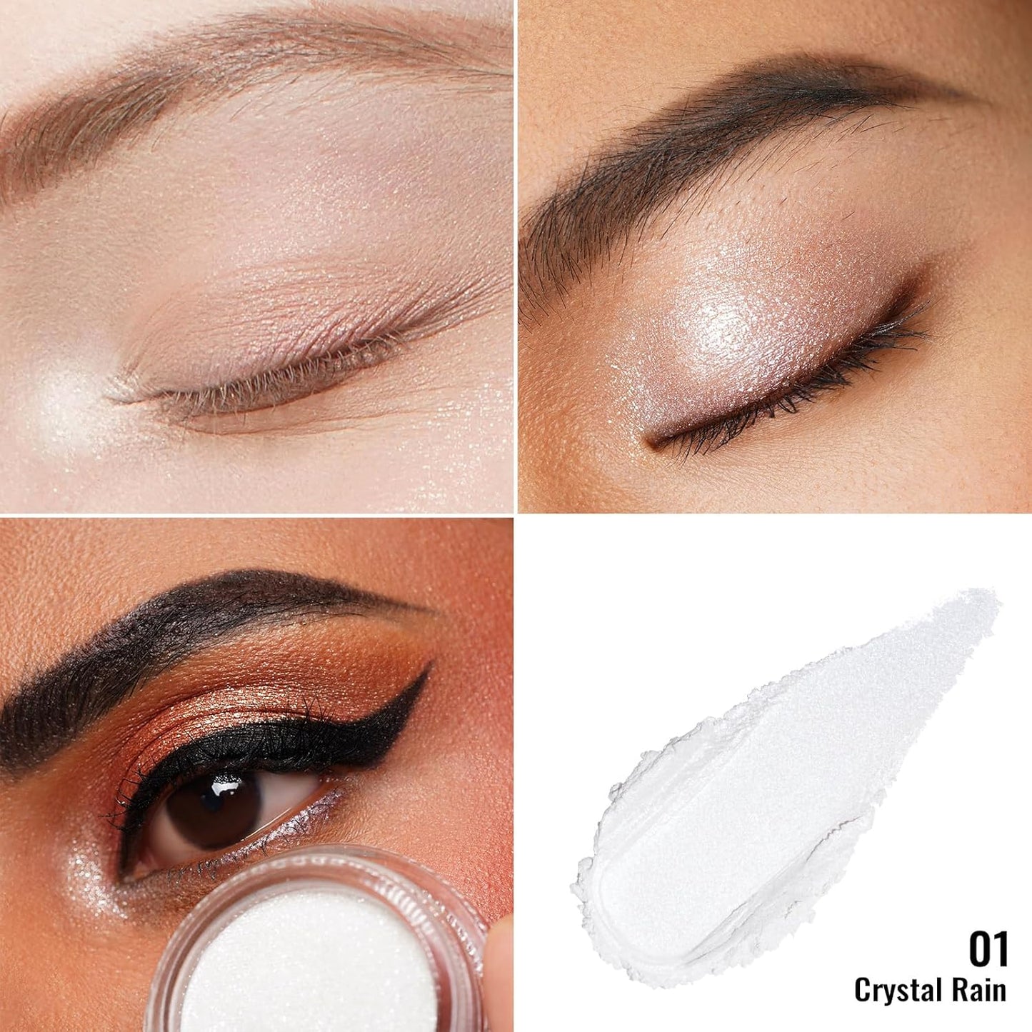 Oulac Shimmer White Cream Eyeshadow Primer| Highlighter Waterproof & Long Lasting Glitter Eyeshadow Natural Color Eye Shadow for Women 6g (01)