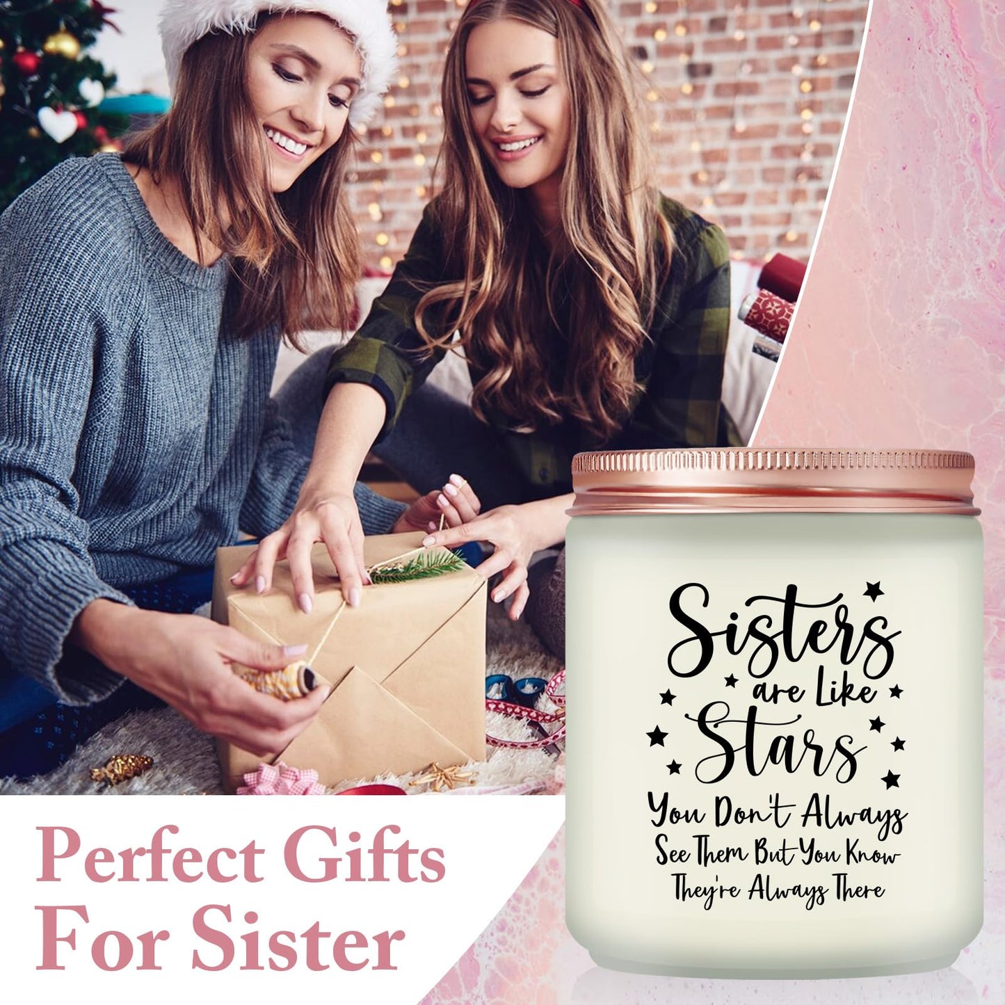 Volufia Sisters Gifts from Sister - Christmas Mother's Day Birthday Gifts for Big Sister - Sisters Candle