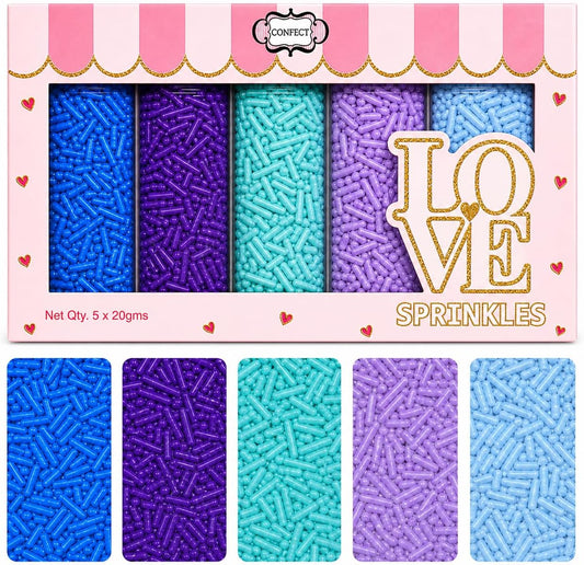 Confect Vermicelli Sprinkles Multipack 6 100 GMS for Cake Cupcake Décor, Multicolor