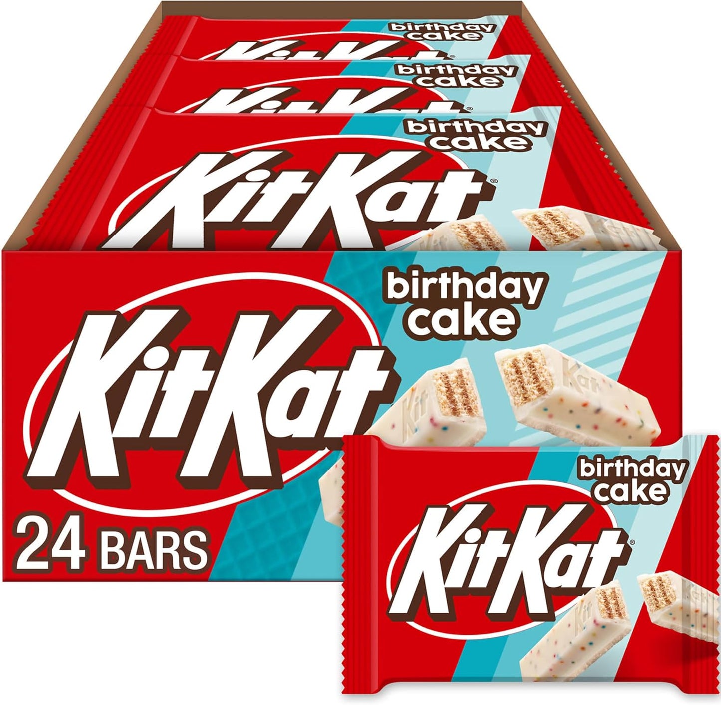KIT KAT Birthday Cake Flavored Creme with Sprinkles, Bulk, Individually Wrapped Wafer Candy Bars, 1.5 oz (24 Count)