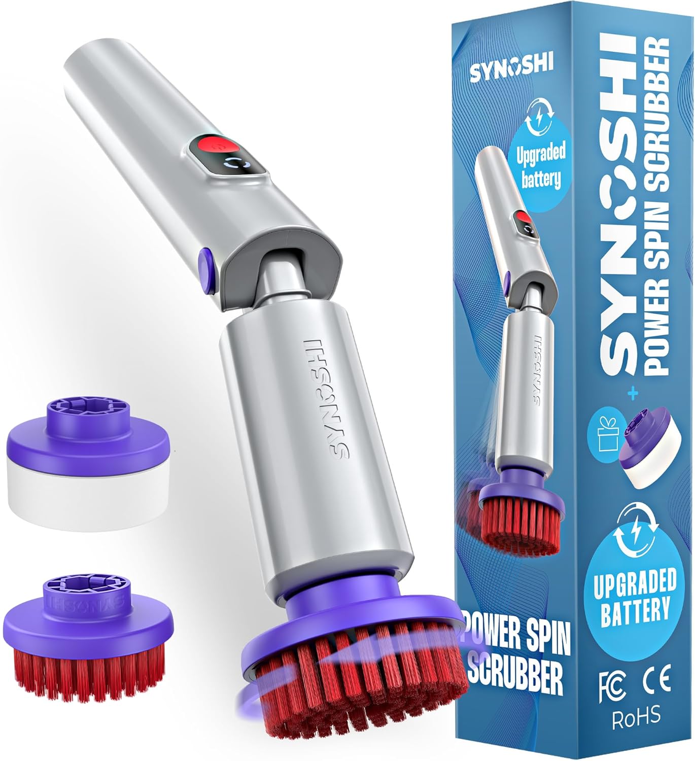 PRO Electric Spin Scrubber, Cordless Cleaning Brush Bathroom Scrubber. Waterproof Shower Cleaner Brush with Adjustable Angles, 2 Speed, 180Min Work Time for Floor, Bathtub, Kitchen, Car, Tub