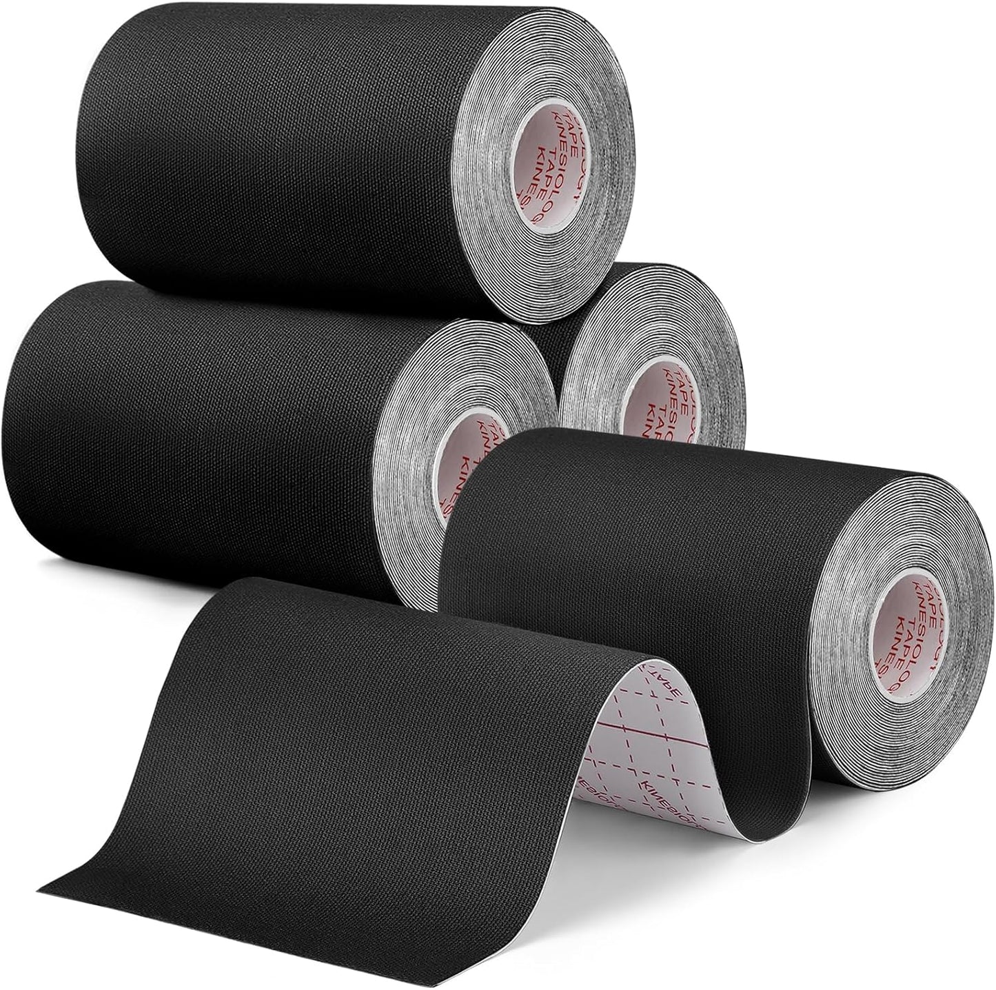 4 Rolls Uncut Kinesiology Tape, 4in x 5.5yd Extra Wide Waterproof Athletic Tape for Muscle Support, Original Cotton Elastic Premium Knee Tape for Pain Relief Shoulder, Ankle, Joints, Wrist
