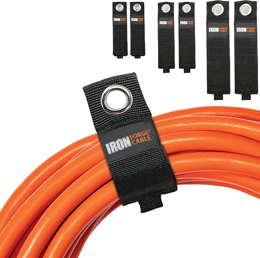 Iron Forge Cable Extension Cord Wrap Organizer, 12 Piece Multi-Pack - 2 Pieces of Medium, Large, and XL Hook and Loop Hanger Wraps Up to 50 lbs