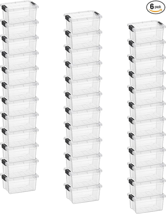 Superio Storage Bins with Lids- 6 Pack, 1.85 Qt Clear Boxes for Organizing, Stackable Plastic Containers- BPA Free, Non-Toxic, Odor Free, Organizer for Home, Office, Dorm