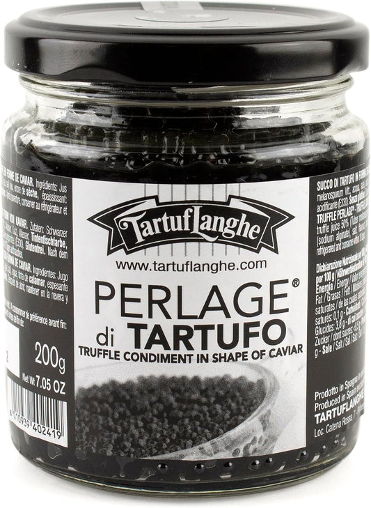 TartufLanghe Black Truffle Caviar Pearls – Luxury Italian Truffle Pearls, Perfect for Enhancing Dishes, Gourmet Gift, Imported from Italy – 200g Jar, 7.05 oz