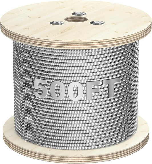 BLIKA 500FT 304 Stainless Steel Cable, Stainless Steel Decking Railing 3/16 inch with 7 x 19 Strand Construction, 3700lbs Breaking Strength Marine Grade for Rail, Deck, Clothesline and DIY Balustrade