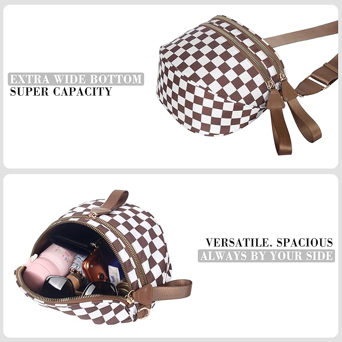 Checkered Crossbody Bags for Women, Spacious Sling & Stylish Bum Bag for Travel, Concerts, Festival, Nylon Fanny Pack Belt Bag (Colour Bum Bag-Brown Checkered)