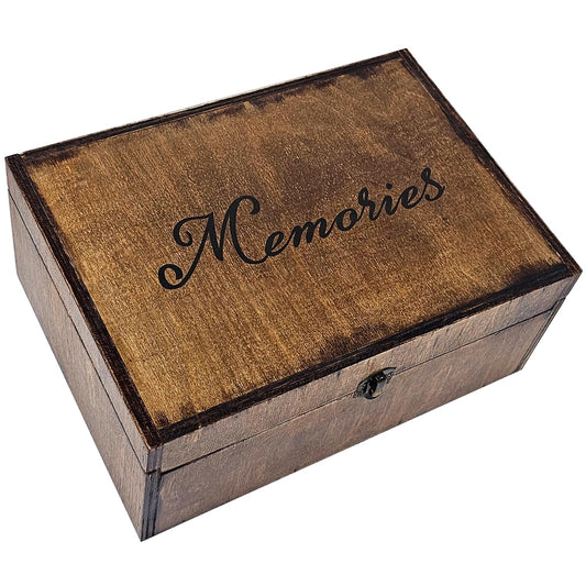 BeeGreeny Large Wooden Memory Box for Keepsakes, Wooden Keepsake Box for Memories, Weddings, Engraved Memory Keepsake Box, Decorative Storage Box