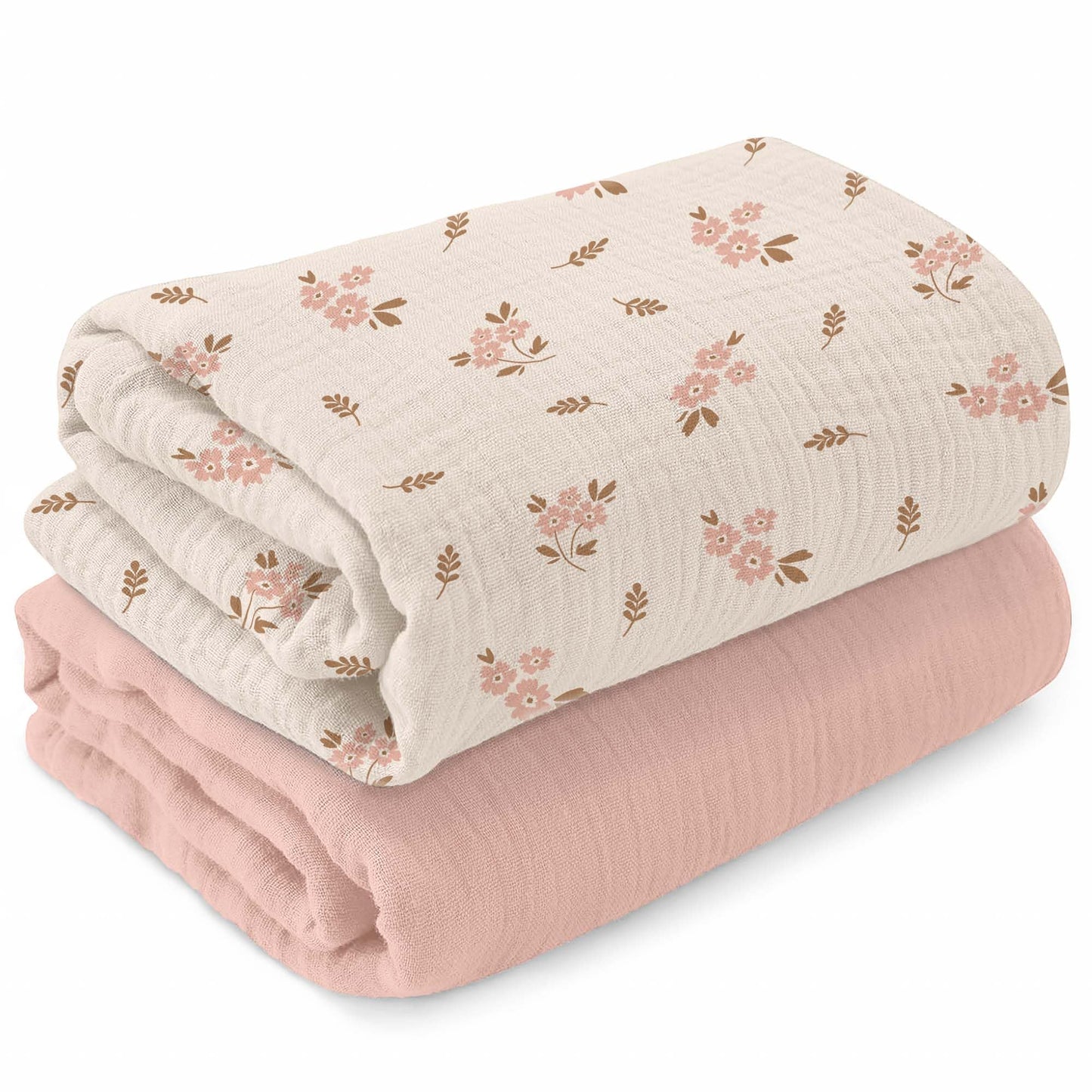 MiFlor Muslin Swaddle Blankets 2 Pack â 47" x 47" Soft & Breathable Muslin Baby Blanket for Newborns, Large Swaddle Blanket for Sleeping, 100% Cotton, Multi-Use Baby Swaddling for Boys & Girls