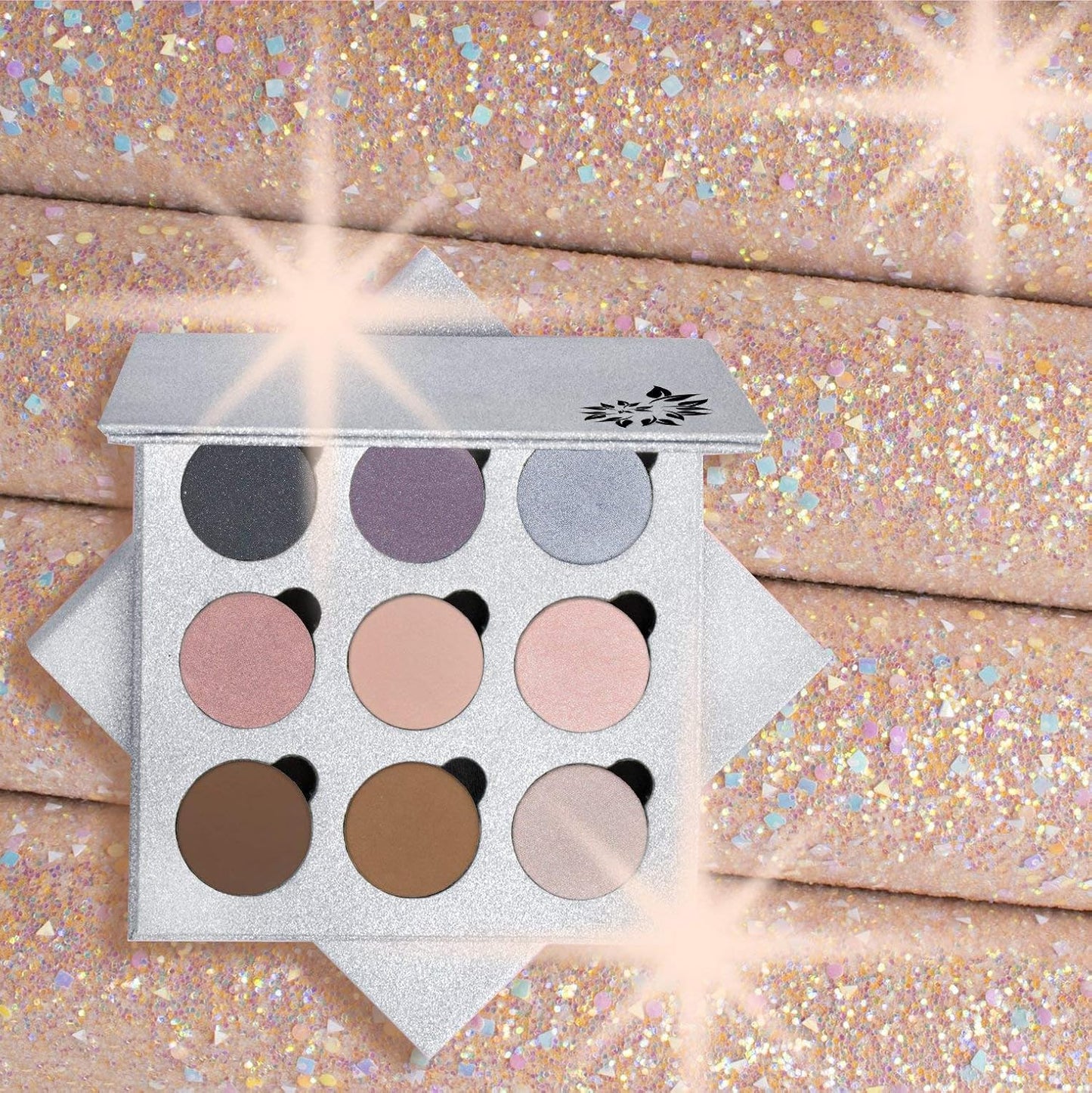 Glitter Mirror Empty Magnetic Reusable Eyeshadow Makeup Palette Case with Cover