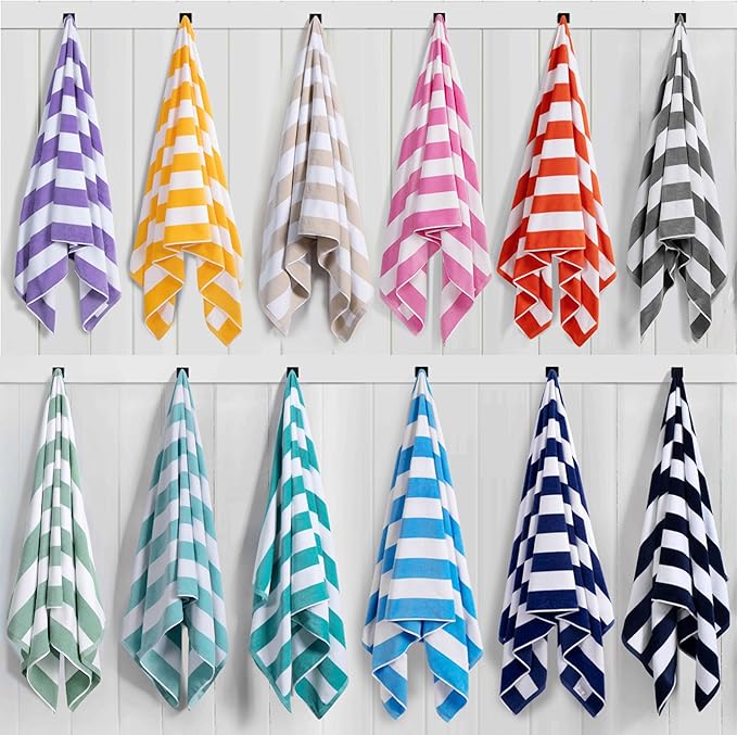 LULUHOME Large Oversized Beach Towel - Big Cotton 36 x 70 Inch Striped Pool Towel, Large Cabana Soft Swimming Towel for Adult Men Women,Orange