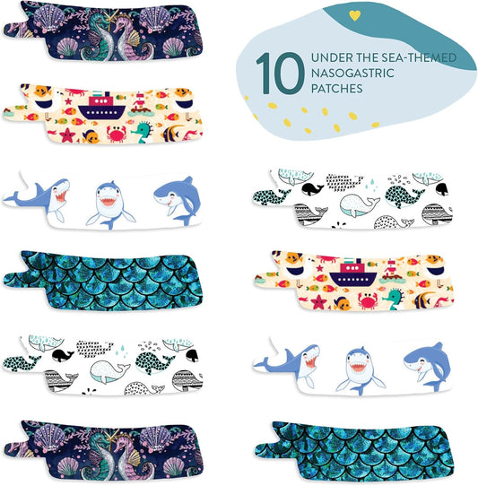 Nasogastric or Oxygen Tube precut Adhesive Tape Under the sea Mix x 10 Pack. (Right Side)