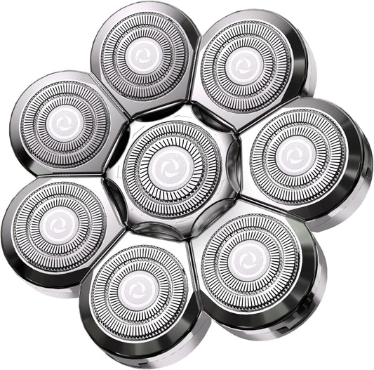 Universal Replacement Heads for Blade,Replacement Blades Compatible with Most Major Head Shaver Brands, Easy-to-Install Electric Razor Shaver Heads for Bald Men. (8 Silver)