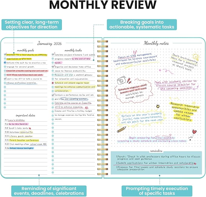 Monthly Planner 2026-2027, 2 Year Months Calendar Planner 2026-2027, Runs from January 2026 - December 2027, 7" x 10", 24 Months, Perfect for School Office Home Planning - Aquamarine