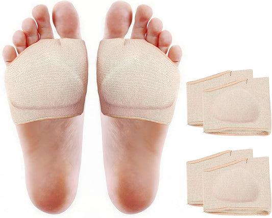 Metatarsal Pads for Men and Women - 2 Pairs Gel Pads with Fabric Sleeves for Ball of Foot Pain Relief, Morton's Neuroma, Metatarsalgia, Sesamoiditis Support (L)